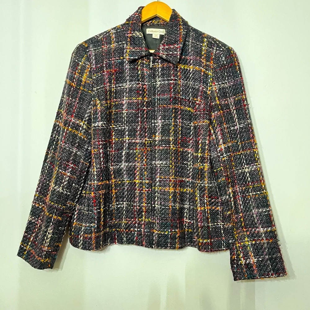 Coldwater Creek Jacket Tweed Multicolor Full Zip Coat Boucle Women’s L 14-16‎